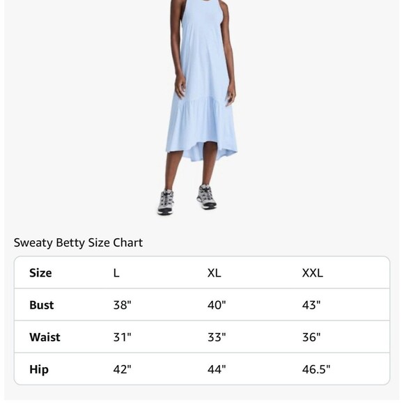 Sweaty Betty Explorer Ace Racerback Midi Dress Breeze Blue‎ Size L NWT $128 READ - Picture 10 of 15